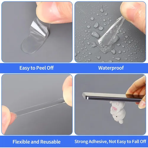 Vista 3 de JANYUN 560 piezas de masilla de montaje, puntos adhesivos de doble cara removibles, tachuela adhesiva transparente para colgar en la pared, adhesivo