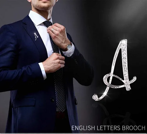 Vista 3 de ETHOON Broche de letras con inicial de diamantes de imitación para mujer manualidades plateado A-Z