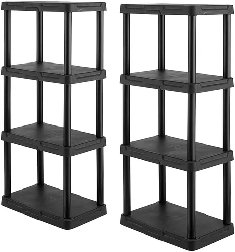 Vista 7 de CENTREX CX 4-Tier (48”H x 22”W x 14.25”D) Plastic Storage Shelving Unit (Black), Light Duty, 50lbs Per Shelf Capacity, for Indoor Storage and