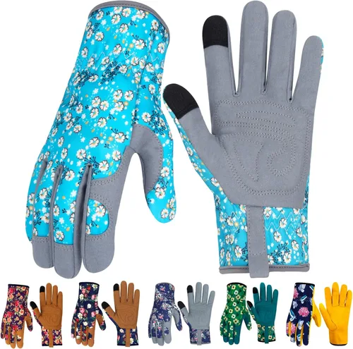 Vista 41 de Guantes de Jardinería de Cuero MERTURN para Mujeres, Guantes de Jardín a Prueba de Espinas, Guantes de Trabajo Compatibles con Pantalla Táctil