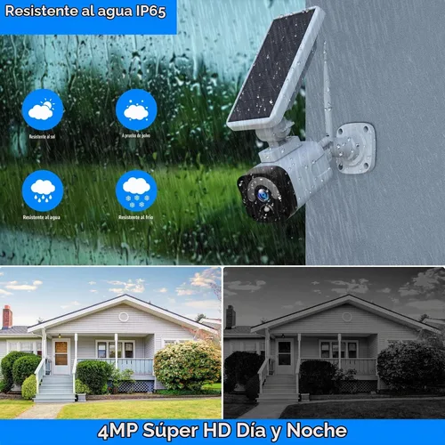 Vista 6 de Cámara solar de 2.5K inalámbrica para exteriores, sistema de cámara de seguridad para el hogar de 4MP, cámara de seguridad alimentada por batería
