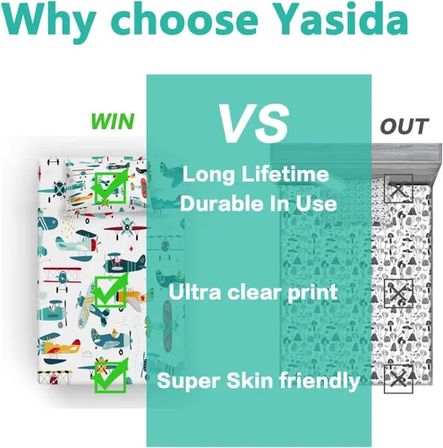 Vista 3 de Yasida Sábanas bajeras y fundas de almohada para cama individual de avión (1 sábana bajera y 1 funda de almohada), juego de sábanas para niños