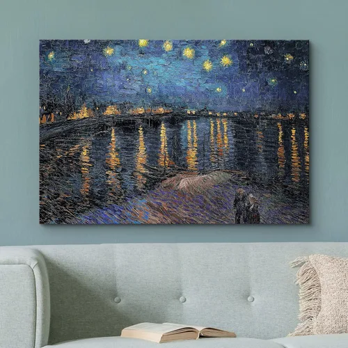 Vista 2 de wall26 Lienzo impreso para pared, noche estrellada sobre el Ródano, por el maestro artista Vincent Van Gogh, naturaleza, ilustraciones de área