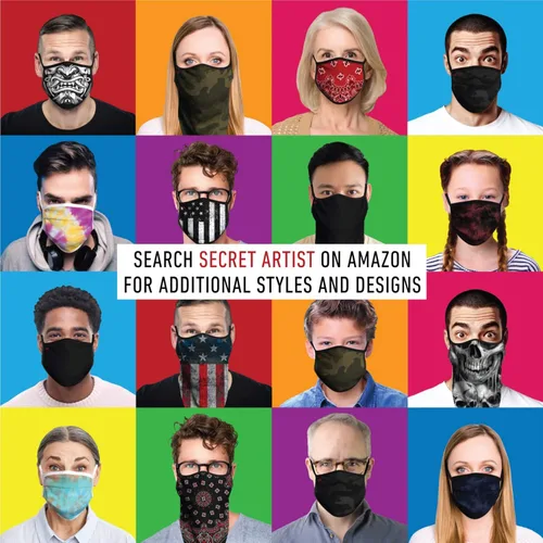 Vista 9 de Secret Artist Mascarilla facial con orejeras, bandana Bandana, mascarillas lavables. Máscara facial, bandana con orejeras. Mascarilla facial