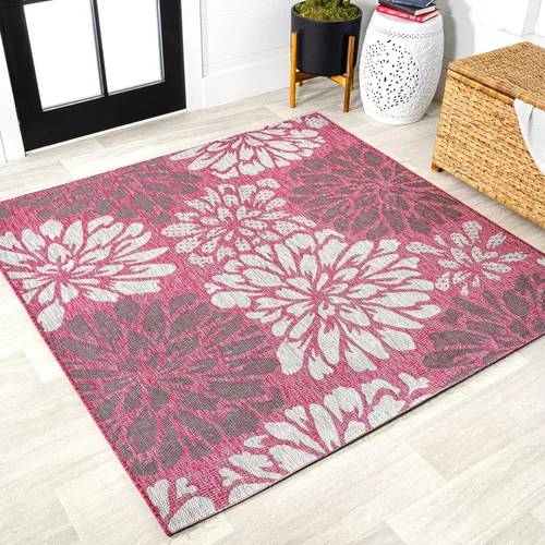 Vista 31 de JONATHAN Y Alfombra Corredor de Tejido Texturizado Floral para Interiores y Exteriores 2X8 Marrón/Crema, Zinnia Moderna para Patio Trasero, Patio