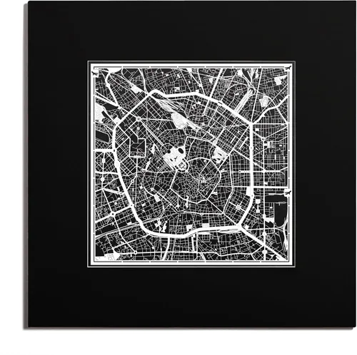 Vista 42 de O3 Design Studio Mapa de corte de papel de París, color negro mate, 20 x 20 pulgadas, arte en papel
