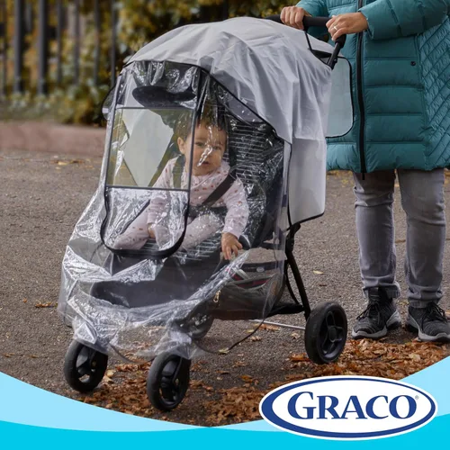 Vista 6 de Graco Cobertura Universal Deluxe con Ventana con Cremallera, Protector de Lluvia para Bebé, Tamaño Universal para la mayoría de Carriolas