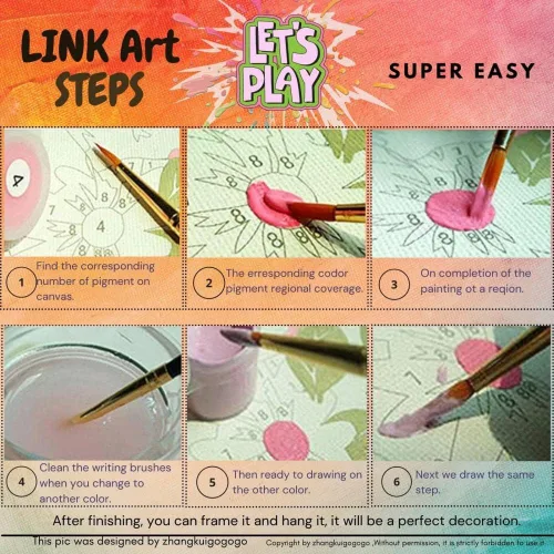 Vista 6 de LINKAR Pintura por números para adultos, kits de pintura acrílica para principiantes y niños, con 3 pinceles y colores brillantes, regalo