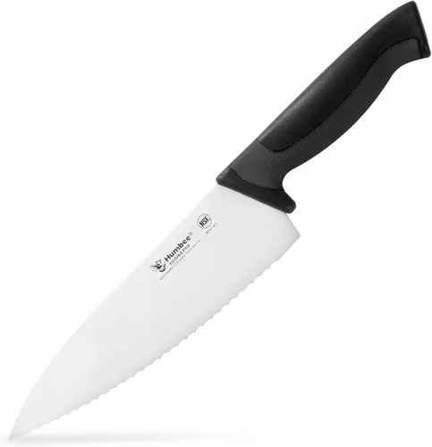Vista 9 de Cuchillo de chef profesional con mango ergonómico – Cuchillo de cocina de acero inoxidable certificado NSF, dientes de onda dentada, hoja duradera