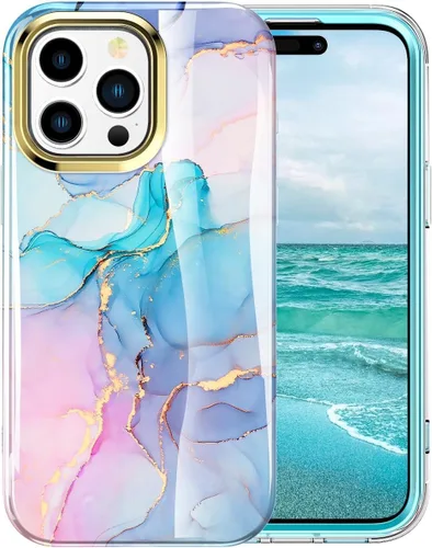 Vista 4 de Bonita funda de mármol para iPhone 11 Pro Max de 6.5 pulgadas, fabricada con protector de pantalla, ligera y elegante, cuerpo completo, a prueba