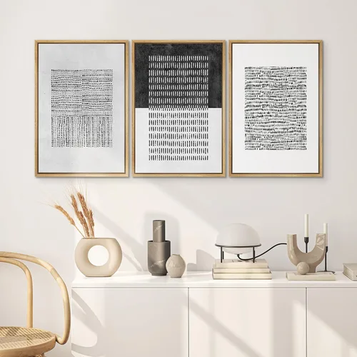 Vista 476 de SIGNWIN Lienzo enmarcado para pared, juego de arte neutro de bosque brumoso, ilustraciones en tono tierra, arte moderno, decorativo, bohemio