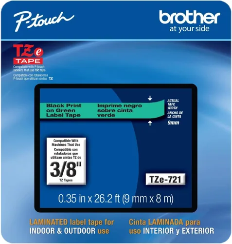 Vista 26 de Cinta laminada Brother Negro sobre Transparente, 6 mm (Tze111)