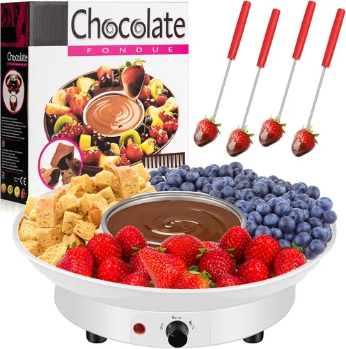 Vista 9 de Lallisa Juego de ollas de fondue eléctricas, kit de fondue de chocolate, máquina de fondue eléctrica, bandejas de servir desmontables con 4