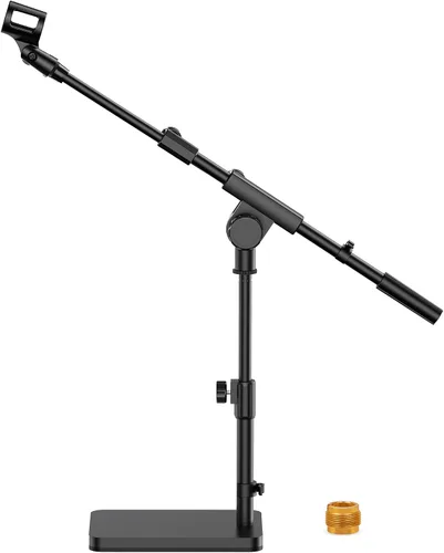 Vista 8 de InnoGear Soporte de micrófono de escritorio ajustable, base pesada con embrague giratorio de agarre suave, brazo de pluma, soportes roscados