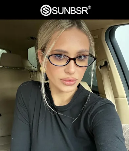 Vista 3 de Lentes ovalados retro para mujeres y hombres, vintage ovalados de los años 90, lentes de luz azul Y2K de cara pequeña, anteojos falsos