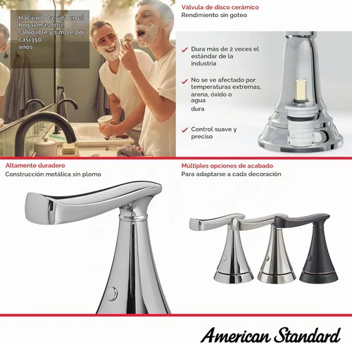 Vista 3 de American Standard 7413201.295 Chatfield - Grifo de baño con 2 manijas y centro de 4 pulgadas, 1.2 GPM, níquel cepillado