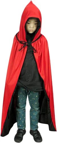Vista 6 de Disfraz de mago de bruja de Halloween para niños, capa de vestir de vampiro pirata, capa reversible para fiesta de cosplay