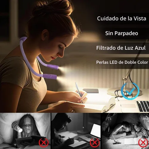 Vista 4 de LUXJET Luz de lectura ajustable y flexible para el cuello con 3 modos de Púrpura