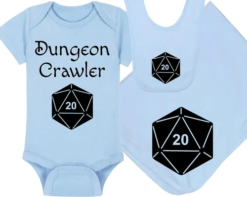 Vista 26 de Dungeon Crawler with Dice - Gaming Baby Onesie - Hat - Blanket - Bib Package Combinations