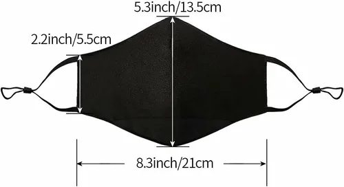 Vista 2 de NBDIB Protección facial ajustable para adultos con bolsillo para filtro y alambre para la nariz, máscara de tela transpirable negra con 10 filtros