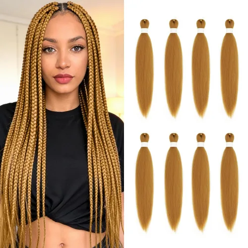 Vista 75 de 8 paquetes de extensiones preestiradas - 16 pulgadas de cabello trenzado premium, 55G/paquete, sin picazón, fijación en agua caliente, textura Perm