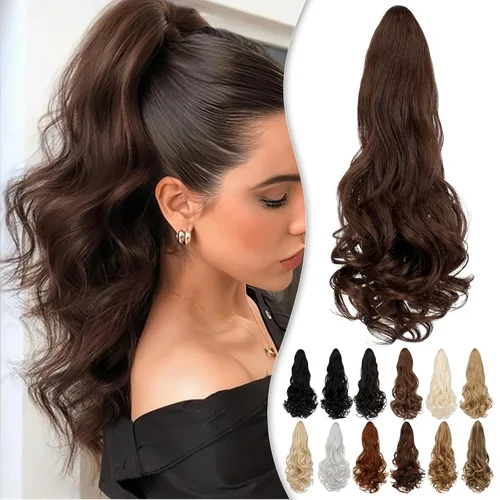 Vista 9 de Extensión de cola de caballo de 18 pulgadas, extensiones de cola de caballo sintéticas de aspecto natural, extensiones de cabello para mujer, rubio