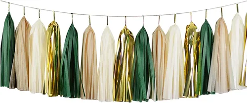 Vista 7 de ZOOYOO Guirnalda de borlas brillantes de papel de seda para decoración de mesa, kits de bricolaje para cumpleaños, boda, despedida de soltera Negro