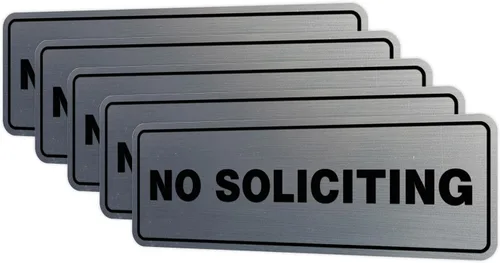 Vista 50 de Estándar No Soliciting Door/Wall Sign - Negro - Pequeño