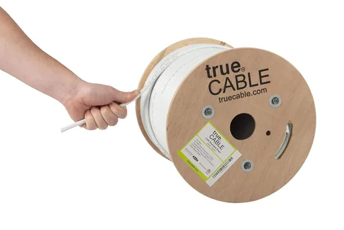 Vista 14 de TRUE CABLE Cable Ethernet a granel de elevación blindada Cat6 (CMR), 1000 pies, negro, cobre desnudo sólido 23 AWG, 550 MHz, escudo total de papel