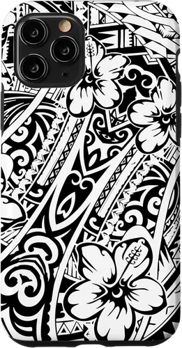 Vista 29 de iPhone 16 lindo tatuaje polinesio hawaiano tribal samoano patrón caso