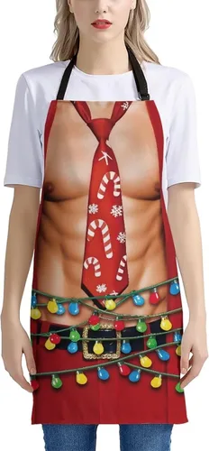 Vista 31 de Dreaweet Delantal de cocina unisex con cuello ajustable de Navidad
