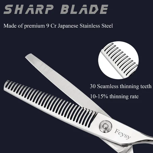 Vista 2 de Tijeras de adelgazamiento para corte de cabello, tijeras profesionales Fcysy de 6 pulgadas para adelgazar el cabello, tijeras de peluquería