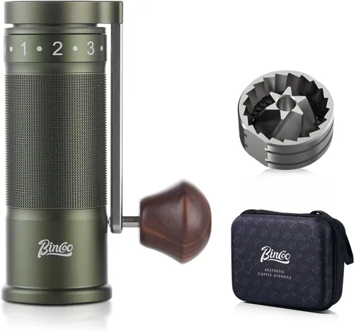 Vista 11 de Bincoo Molinillo de café manual con mango plegable manual – Molinillo de café expreso, compacto y portátil para el hogar, viajes, camping (negro)