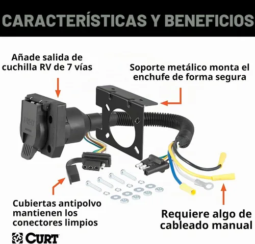 Vista 3 de Adaptador eléctrico de salida dual, plano de°4°vías°57672°CURT