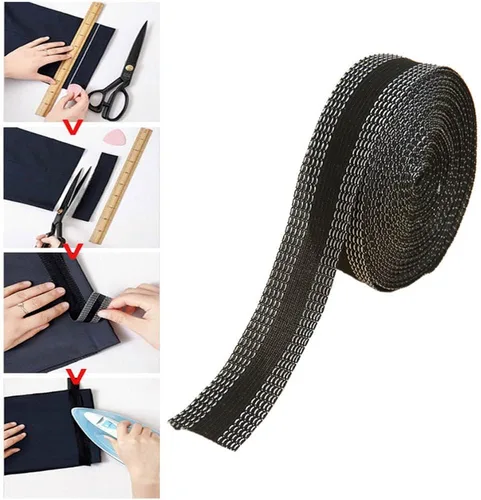 Vista 3 de Tiras Modificadoras para Bordes de Pantalones, Tiras Termoadhesivas para Acortar Bordes de Pantalones, Pasta Autoadhesiva para Dobladillo