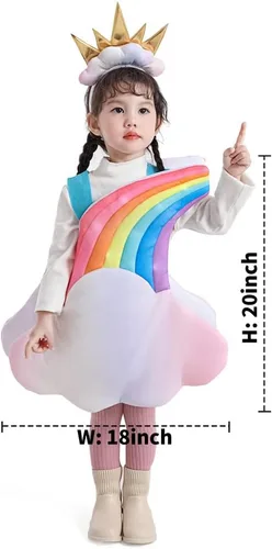 Vista 6 de Seasons Todder - Disfraz de arco iris iluminado, diseño de nube, 7 colores, con tocado de sol