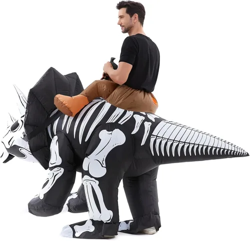 Vista 3 de HSCTEK Disfraz inflable de dinosaurio esqueleto para adultos
