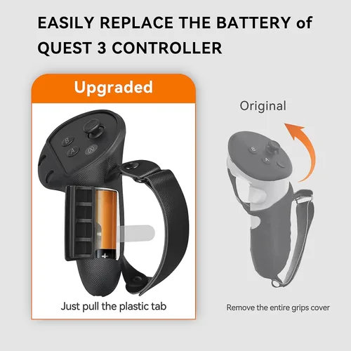 Vista 3 de D.Gruoiza Correas de control mejoradas compatibles con accesorios Meta Oculus Quest 3, funda de mango antideslizante de silicona, correa de mano