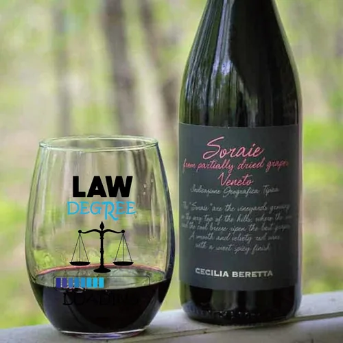 Vista 5 de AGMDESIGN Copas de vino divertidas con caja de regalo, regalos de graduación para estudiantes de derecho, abogado, graduado JD, abogado, consultor
