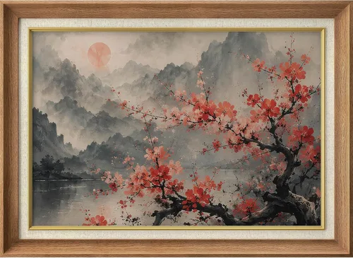 Vista 16 de MUDECOR Lienzo enmarcado prémium para pared, pinos nevados en bosque de invierno, ilustraciones modernas, arte contemporáneo, escénico, divertido