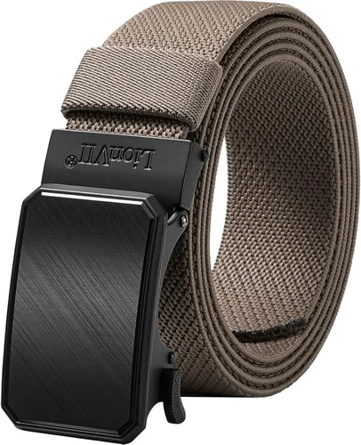 Vista 7 de LionVII Cinturón para hombre con trinquete elástico, cinturón elástico para el trabajo con hebilla automática para hombres, 1 3/8" ajustable
