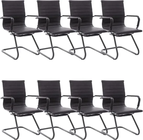Vista 28 de Juego de 2 sillas de sala de conferencias, sillas de sala de espera con brazos, sillas de recepción de piel sintética sin ruedas, sillas de Negro