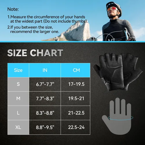 Vista 4 de Guantes de ciclismo para hombresmujeres-almohadilla de 0.197 in guantes de ciclismo de medio dedo bicicleta de carretera MTB guantes de bicicleta