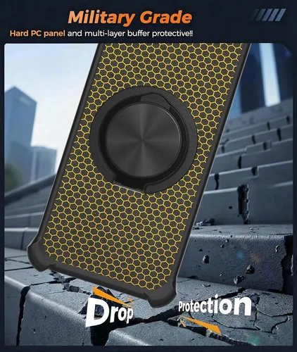 Vista 2 de Funda compatible con Hmd M-Kopa X1 [con 1 protector de pantalla de vidrio templado] Funda híbrida [soporte de anillo de 360° magnético] CX-24-HEI