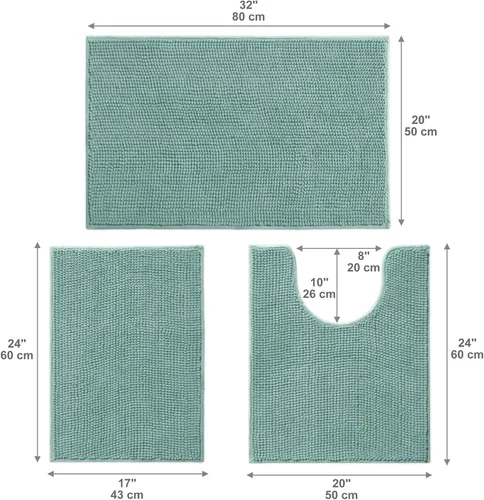 Vista 3 de Urvoix Juegos de Alfombras de Baño de 3 Piezas, Alfombra de Baño de Chenilla Antideslizante - Ultra Suave, Lavable, Tapete de Baño Súper Absorbente