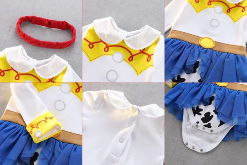 Vista 6 de Dressy Daisy Mameluco de princesa para bebé niña, disfraz para Halloween y cumpleaños con diadema