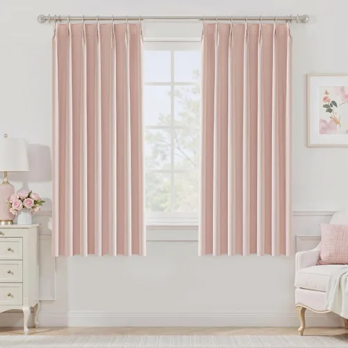 Vista 29 de UHITECH Cortinas plisadas pequeñas de 35 pulgadas de largo, cortinas opacas cortas para ventanas de sótano, aislamiento térmico, cortinas opacas