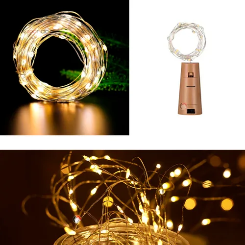 Vista 3 de Combo Pack 3 Guirnaldas de Alambre en Corcho de Botella 30 leds (CALIDA)