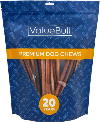Vista 21 de ValueBull Bully Sticks para perros, medianos de 12 pulgadas, 100 unidades, totalmente naturales, alimentados con pasto, de un solo ingrediente