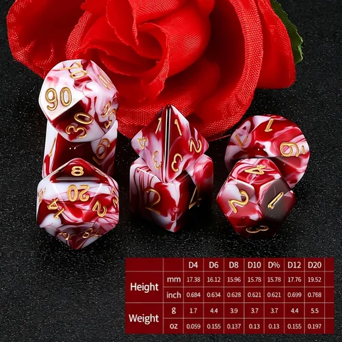 Vista 2 de QMAY - Juego de dados para DND, 7 dados poliédricos con bolsa de dados para juegos de mesa D&D